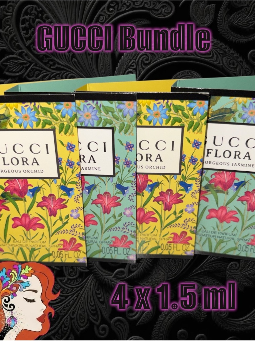 Gucci Mini gift Set with Yellow & Mint Floral Boxes